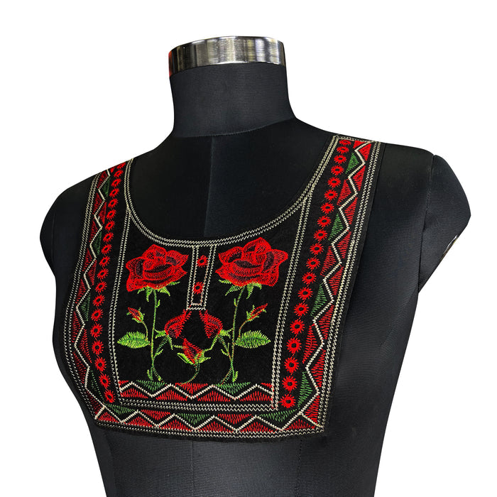 Embroidery Rose design felt fabric neckline