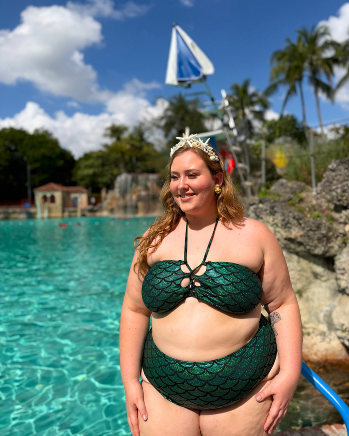 Emerald Green Mermaid High Waist Bikini Bottom