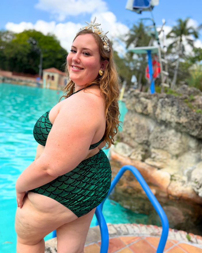 Emerald Green Mermaid High Waist Bikini Bottom