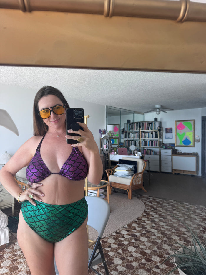 Emerald Green Mermaid High Waist Bikini Bottom