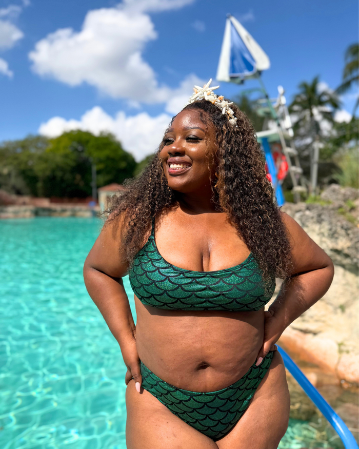 Emerald Green Mermaid Scoop Bikini Top
