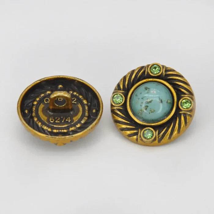 Emerald Stone Shank Metal Button | 20mm(32L)