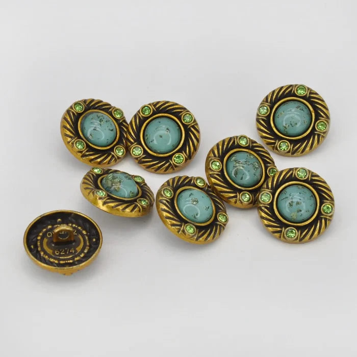 Emerald Stone Shank Metal Button | 20mm(32L)