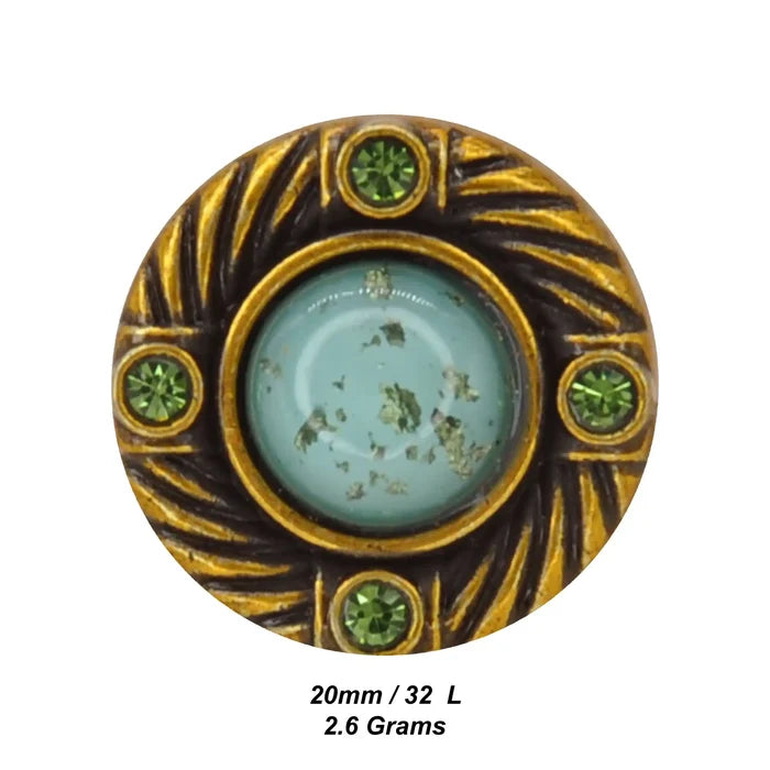 Emerald Stone Shank Metal Button | 20mm(32L)