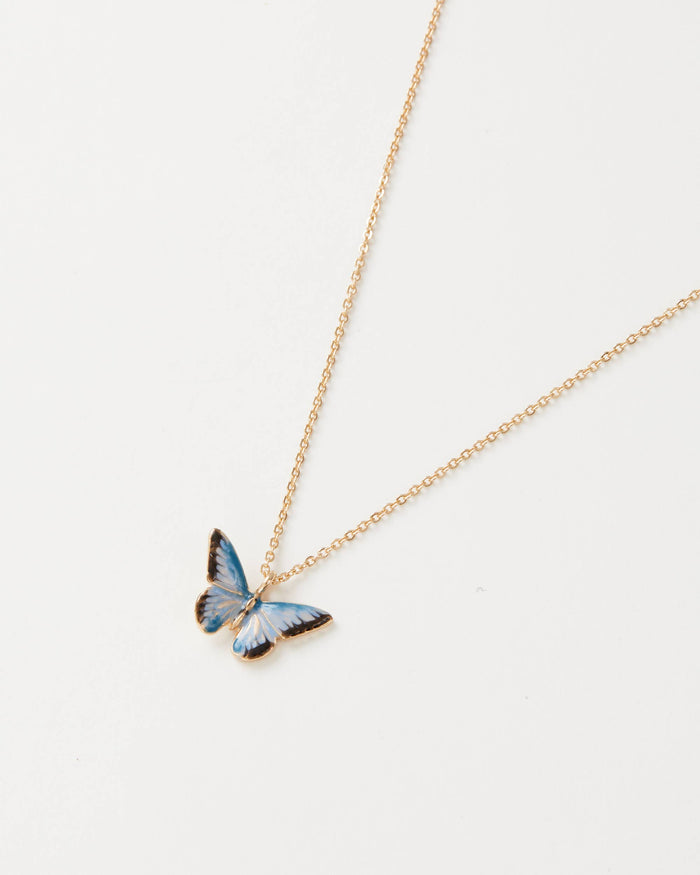 Enamel Blue Butterfly Short Necklace
