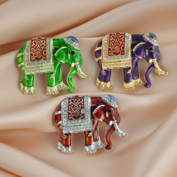 Enamel Elegant Elephant Brooch Pin