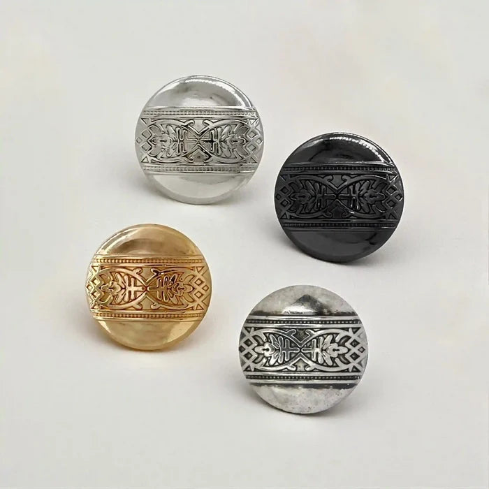 Etched Design Metal Buttons | 18mm(28L) & 23mm(36L)