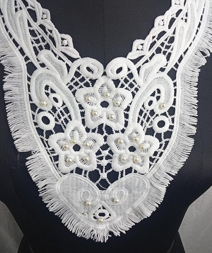 Close-up shoot of floral border design neckline by Ani Accessories highlighting fine stitching, intricate details, and premium finish