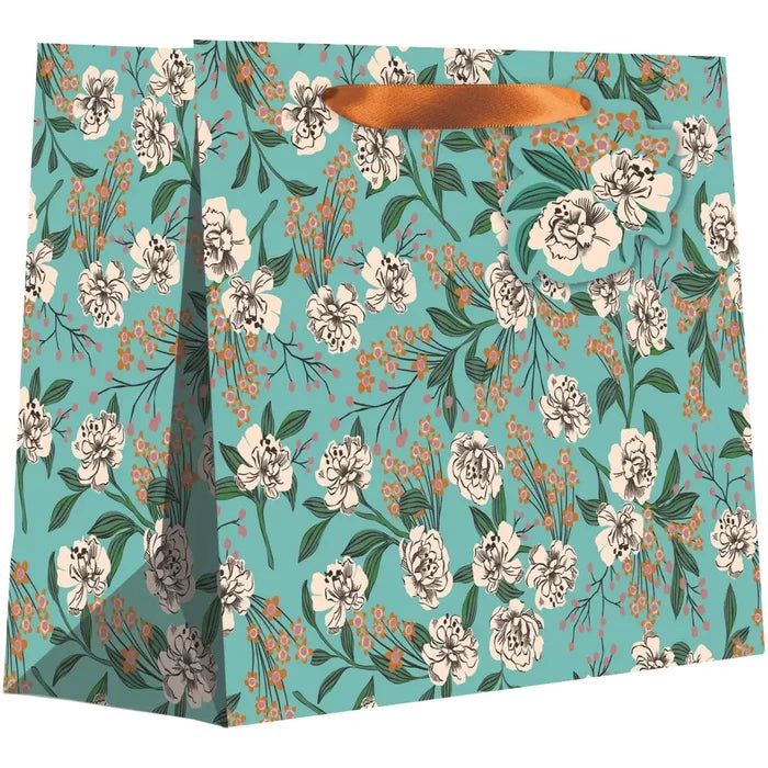 Euro Tote - Large - Retro Floral Aqua - 6 Count - LT303