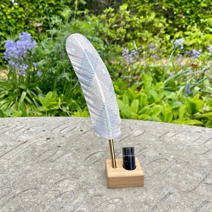 Exclusive - Blue Moiré Feather Quill