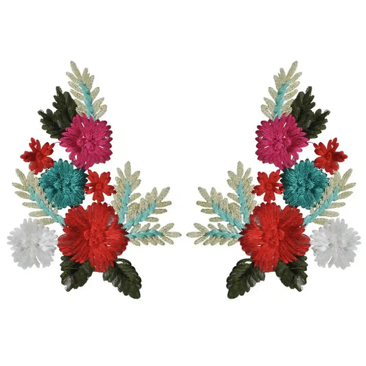 Fabric floral embroidered patch.