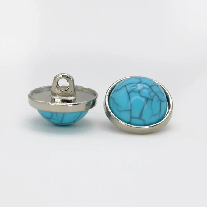 Feroza Turquoise Stone Button | 13mm(20L) & 15mm(24L)