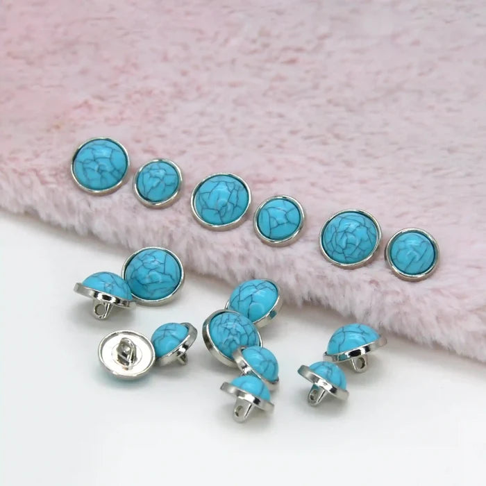 Feroza Turquoise Stone Button | 13mm(20L) & 15mm(24L)