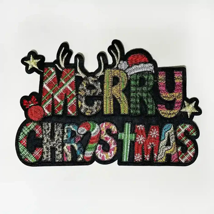 Festive Icon Typography Merry Christmas Hot Fix Patch