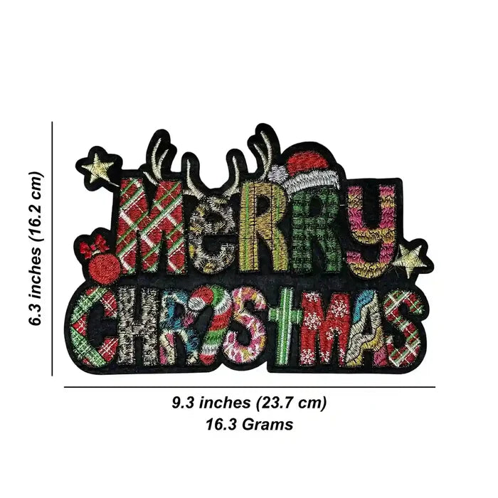 Festive Icon Typography Merry Christmas Hot Fix Patch