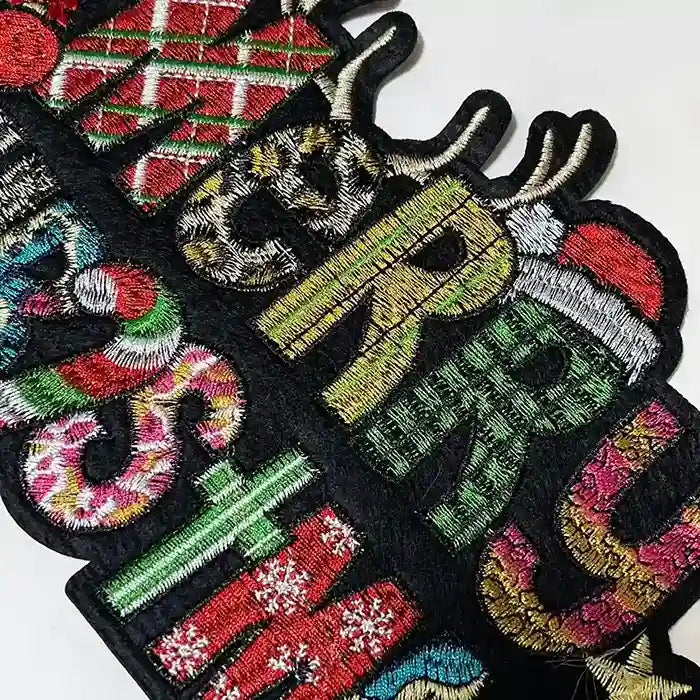 Festive Icon Typography Merry Christmas Hot Fix Patch