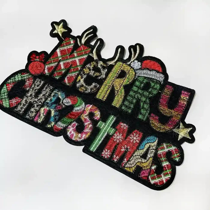 Festive Icon Typography Merry Christmas Hot Fix Patch