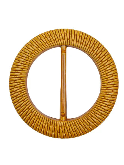 Buy Now Ani Accessories Finest-Detailing Imitation Raffia Round Buckle represent in white plain background to show details of Buckle.