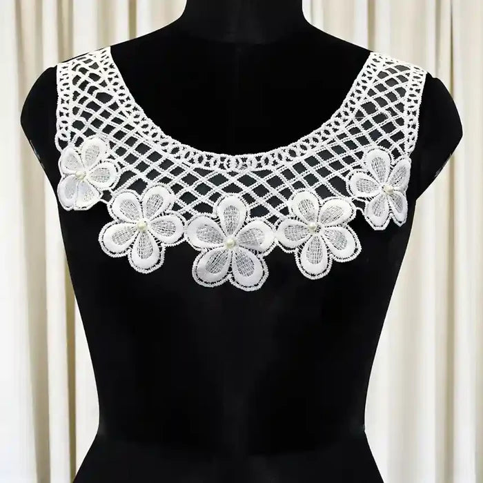 Floral border design neckline by Ani Accessories for women’s dresses and shirts with elegant sew-on detailing
