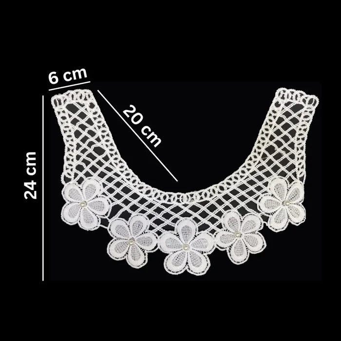 Size reference of floral border design neckline by Ani Accessories for accurate fitting on women’s dresses, shirts, and kurtis