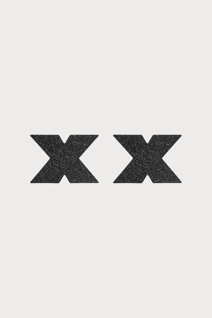 Bijoux Indiscrets Flash Glitter Cross Pasties Black