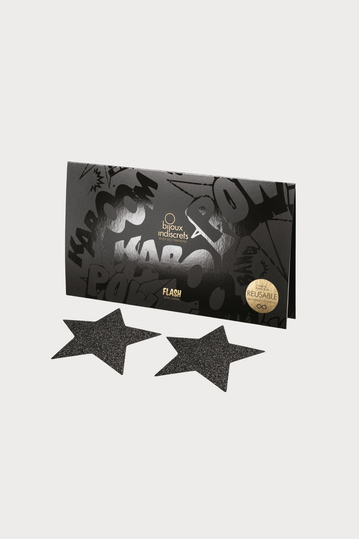 Bijoux Indiscrets Flash Glitter Star Pasties Black