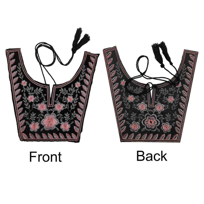 Front and Backside Designer floral and leafy style ethnic neckline with rich embroidery enhancing ethnic appeal Ani Accessories