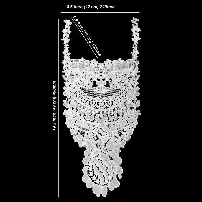 Ani Accessories floral bib yoke designed to enhance necklines with graceful floral embroidery.