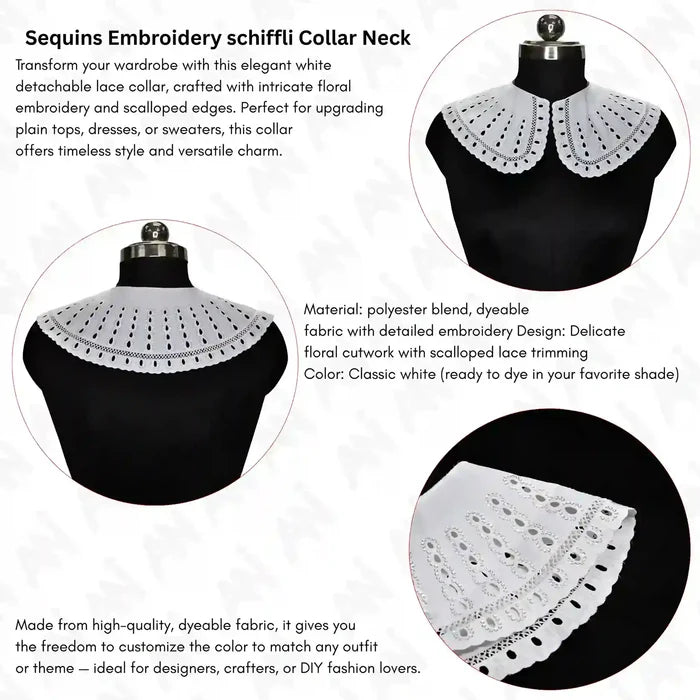 Premium Floral Broderie Anglaise Collar with detailed eyelet pattern, refined fashion collar
