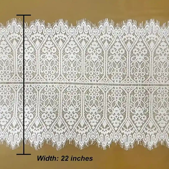 Ani Accessories premium Chantilly lace floral scalloped fabric 22 inches for wedding and couture use