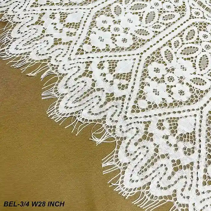 Elegant floral Chantilly lace fabric with scalloped edge 22 inch by Ani Accessories for bridal wear