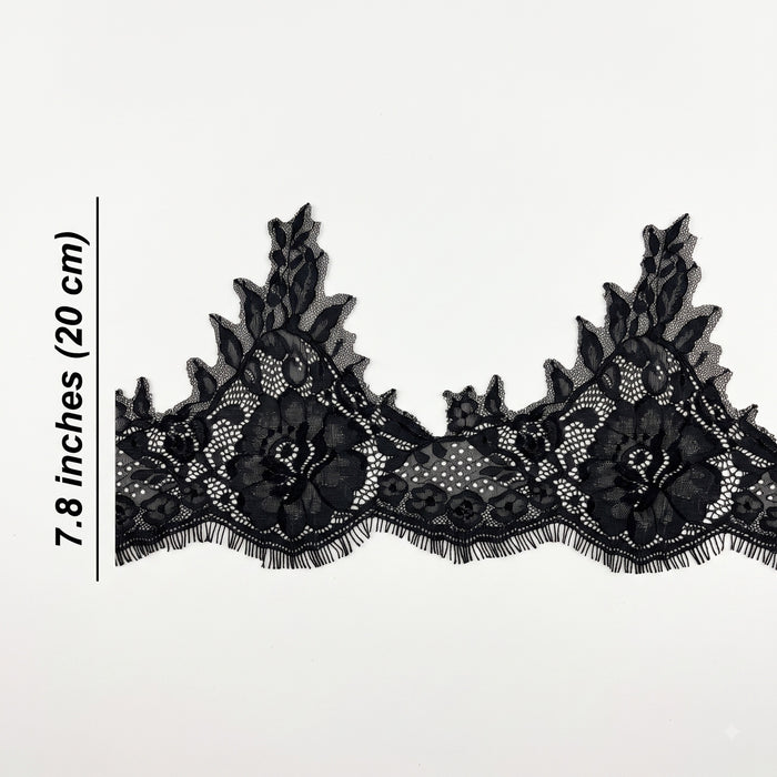 Floral Chantilly Lace Trim with Eyelash Edge | 3 Meters | FEL-5N