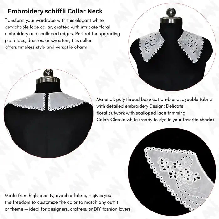 Ani Accessories embroidered floral cutwork neckline collar patch for kurti, gown and blouse decoration