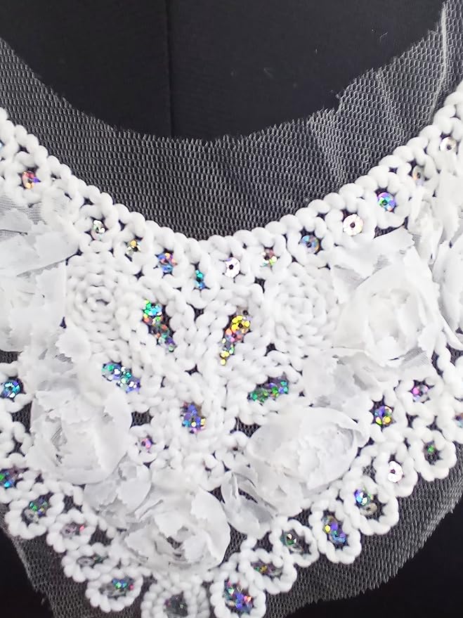 Ani Accessories decorative floral design round neckline with multicolor sequins for premium outfits