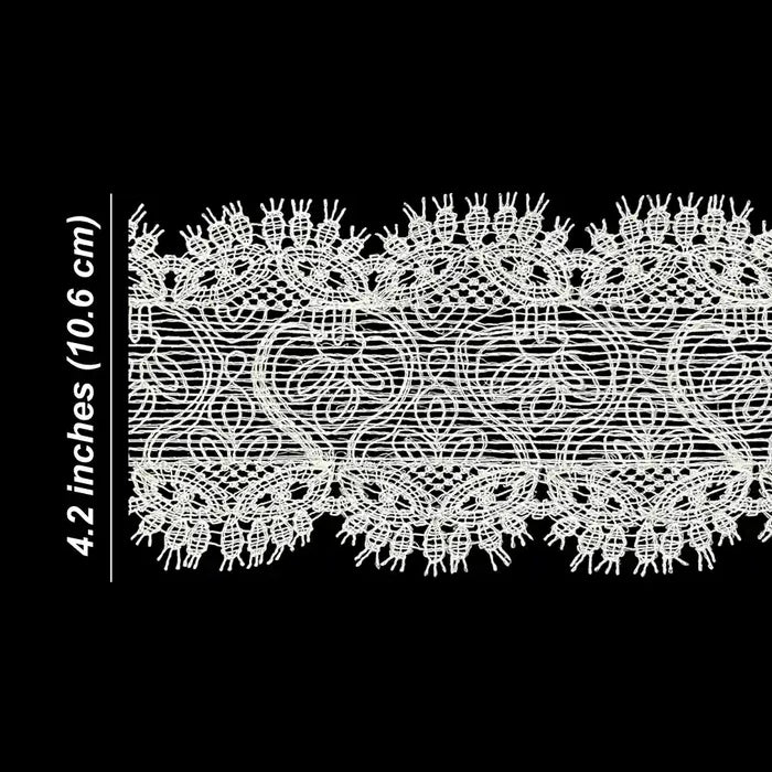 Floral Design White Lace Border | Width 10.6cm (4.2 inches) 106mm | SKU_FML-7