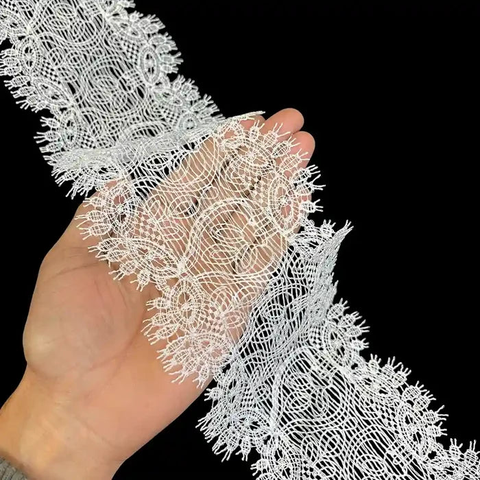 Floral Design White Lace Border | Width 10.6cm (4.2 inches) 106mm | SKU_FML-7