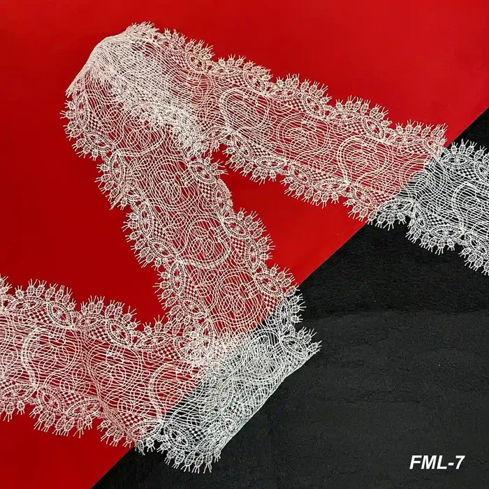 Floral Design White Lace Border | Width 10.6cm (4.2 inches) 106mm | SKU_FML-7