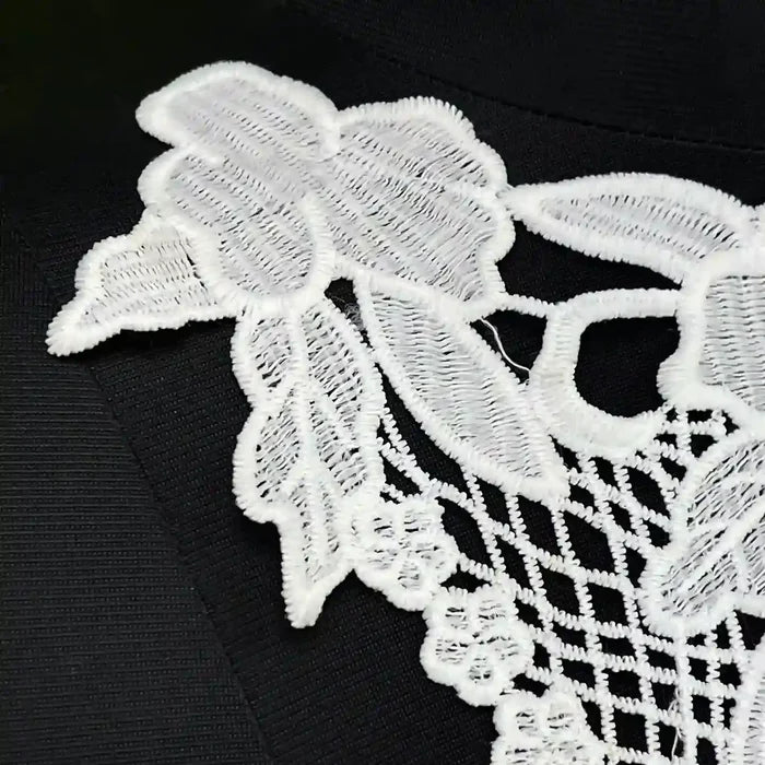 Floral Lace Cross Style High Neckline Patch