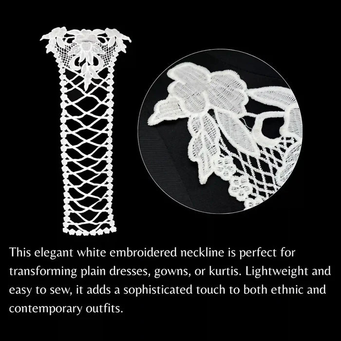 Floral Lace Cross Style High Neckline Patch