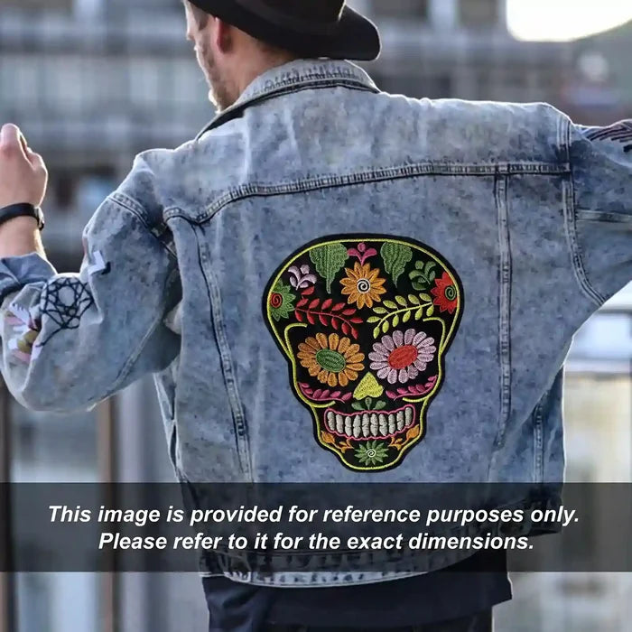 Floral Leafy Multicolor Skull Hot-Fix Patch