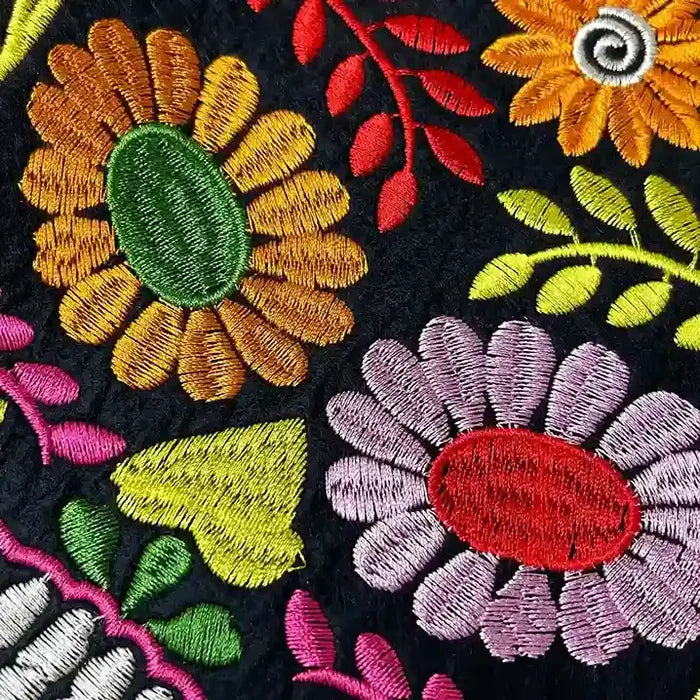 Floral Leafy Multicolor Skull Hot-Fix Patch