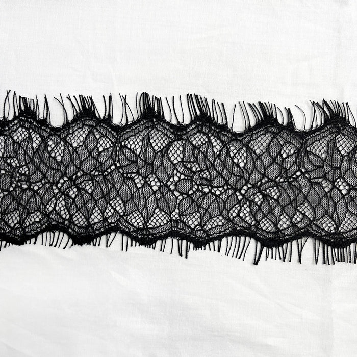 Floral Mesh Black Eyelash Lace