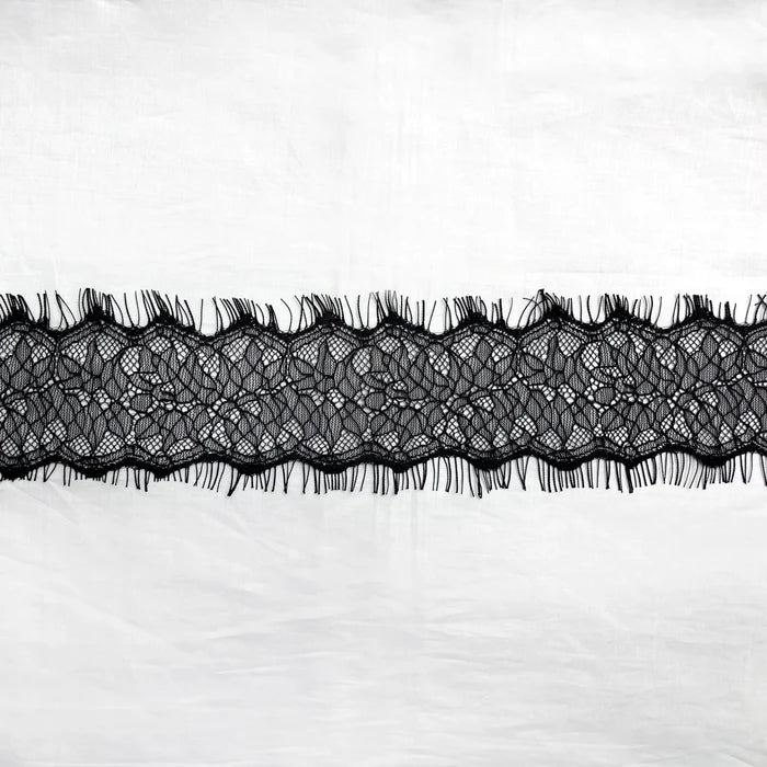 Floral Mesh Black Eyelash Lace