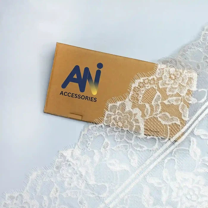 Lace Floral Motif Eyelash Lace Trim for Sewing & Fashion | Ani Accessories displayed on a packaging background