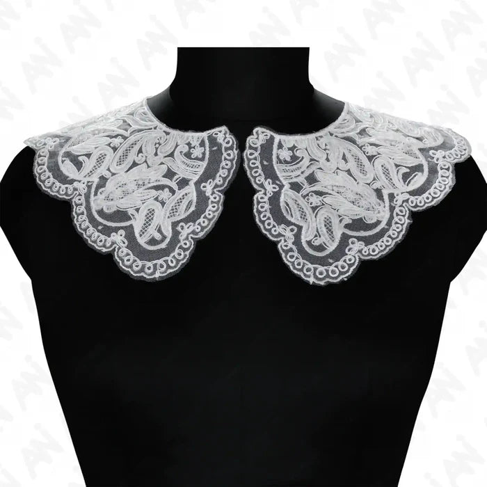 Floral pattern neck collar patch with intricate embroidery, elegant lace design for dresses, kurtis, gowns and DIY sewing