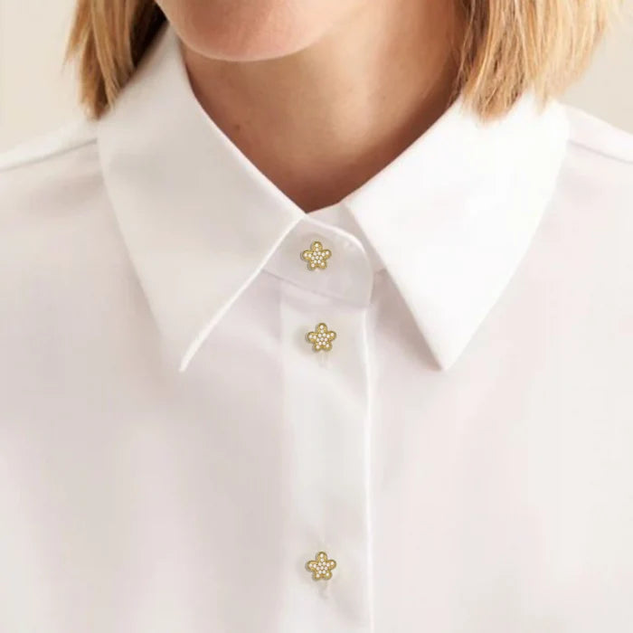 Floral Pearl Metal Buttons | 12mm(20L)