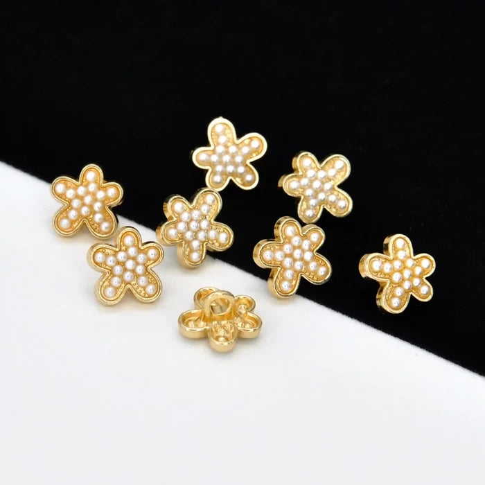 Floral Pearl Metal Buttons | 12mm(20L)