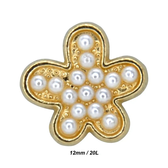 Floral Pearl Metal Buttons | 12mm(20L)