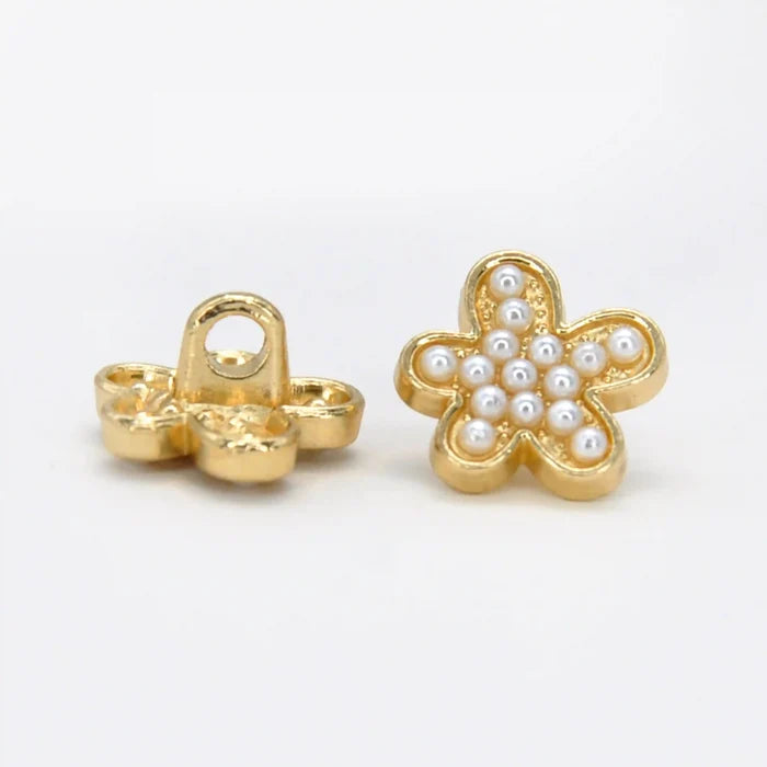 Floral Pearl Metal Buttons | 12mm(20L)