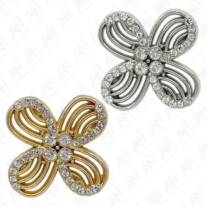 Floral Rhinestone Metal Buttons | 15mm(24L), 18mm(28L) & 20mm(32L)